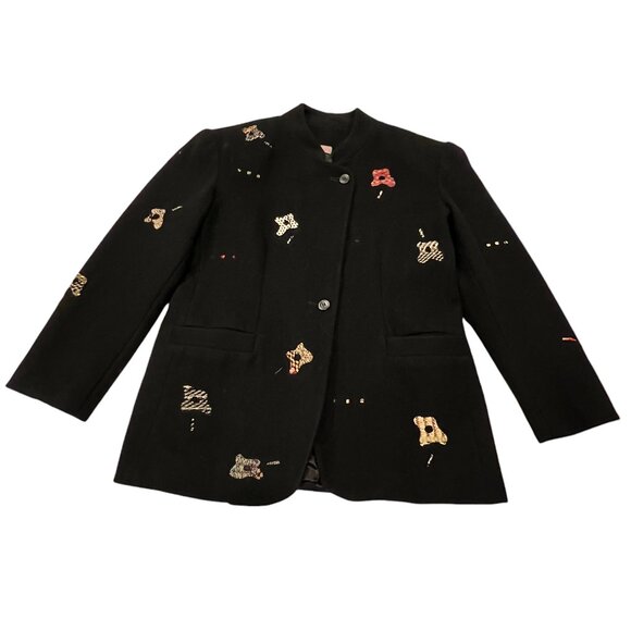 Deborah Cross Embroidered Blazer, Black Multi, M 8/10 - Picture 1 of 10